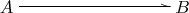 $\xymatrix{A\ar@{-^{>}}[rrr]&&&B}$