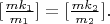 $[\frac{mk_1}{m_1}]=[\frac{mk_2}{m_2}].$