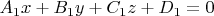 $A_1x+B_1y+C_1z+D_1=0$