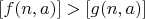 $[f(n,a)]>[g(n,a)]$