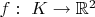 $f:\ K\to\mathbb{R}^{2}$ $f:\ K\to\mathbb{R}^{2}$