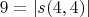 $9=|s(4,4)|$