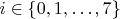 $i\in \{0,1,\dots,7\}$ $i\in \{0,1,\dots,7\}$