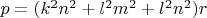 $p=(k^2n^2+l^2m^2+l^2n^2)r$