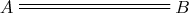$\xymatrix{A\ar@{=}[rrr]&&&B}$