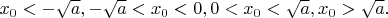 $ x_{0} < -\sqrt{a}, -\sqrt{a} < x_{0} < 0, 0<x_{0}<\sqrt{a}, x_{0}>\sqrt{a}. $