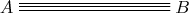 $\xymatrix{A\ar@3{-}[rrr]&&&B}$