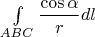$\int \limits_{ABC}\dfrac {\cos \alpha }rdl$