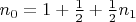 $n_0 = 1 + \frac 1 2 + \frac 1 2 n_1$