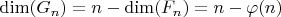 $\dim(G_n)=n-\dim(F_n)=n-\varphi(n)$