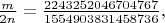 $\frac{m}{2n}=\frac{2243252046704767}{1554903831458736},$