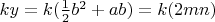 $ky=k(\frac{1}{2}b^2+ab)=k(2mn)$