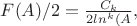 $F(A)/2=\frac {C_k} {2ln^k(A},$