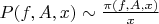 $P(f,A,x) \sim \frac {\pi(f,A,x)} {x}$