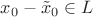 $x_0 - \tilde x_0 \in L$
