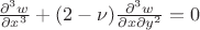 $\frac{\partial^3 w}{\partial x^3} + (2-\nu)\frac{\partial^3 w}{\partial x \partial y^2} = 0$ $\frac{\partial^3 w}{\partial x^3} + (2-\nu)\frac{\partial^3 w}{\partial x \partial y^2} = 0$