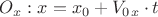 ${O_x}: {x} ={x_0}+{V_0_x}\cdot{t}$