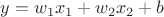 $y = w_1 x_1 + w_2 x_2 + b$