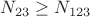 $N_{23}\ge N_{123}$