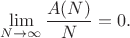 $$\lim_{N\to\infty}\frac{A(N)}N=0.$$