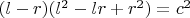 $(l - r)(l^2 - lr + r^2) = c^2$