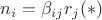 $n_i = \beta_{ij}r_j (*)$