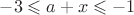 $-3\leqslant a+x\leqslant -1$