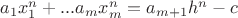 $a_1x_1^n+...a_mx_m^n=a_{m+1}h^n-c$