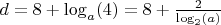 $d=8+\log_a(4)=8+\frac{2}{\log_2(a)}$