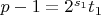 $p-1=2^{s_1}t_1$