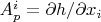 $A^i_p=\partial h /\partial x_i$