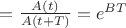 $=\frac{A(t)}{A(t+T)}=e^{BT}$