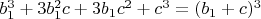 $b_1^3+3b_1^2c+3b_1c^2+c^3=(b_1+c)^3$