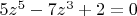 $5z^5-7z^3+2=0$