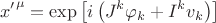 $$ {x'}^\mu = \exp\left[ i \left( J^k \varphi_k + I^k v_k \right) \right] $$