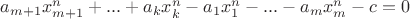 $a_{m+1}x_{m+1}^n+...+a_kx_k^n-a_1x_1^n-...-a_mx_m^n-c=0$