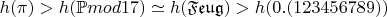 $h(\pi)>h(\mathbb{P} mod 17)\simeq h(\mathfrak{Feug})>h(0.(123456789))$