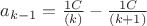$a_{k-1} = \frac {1C}{(k)} - \frac {1C}{(k+1)}$