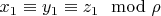 $x_1 \equiv y_1 \equiv z_1 \mod \rho$