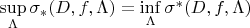 $\mathop {\sup }\limits_\Lambda  {\sigma _*}(D,f,\Lambda ) = \mathop {\inf }\limits_\Lambda  {\sigma ^*}(D,f,\Lambda )$