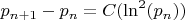 $p_{n+1}-p_n=C(\ln^2(p_n))$