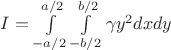 $I=\int\limits_{-a/2}^{a/2}\int\limits_{-b/2}^{b/2}\gamma y^2 dx dy$