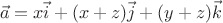$$\vec a = x \vec i + (x+z)\vec j + (y
+z)\vec k$$