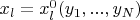 $x_l=x_l^0(y_1,...,y_N)$