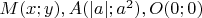 $M(x;y), A(|a|;a^2), O(0;0)