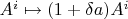 $A^i \mapsto (1 + \delta a) A^i$