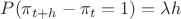 $P(\pi_{t+h}-\pi_{t}=1)=\lambda \at h$