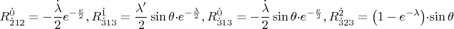 \[R_{\dot 212}^{\dot 0}  =  - \frac{{\dot \lambda }}{2}e^{ - \frac{\nu }{2}} ,R_{\dot 313}^{\dot 1}  = \frac{{\lambda '}}{2}\sin \theta  \cdot e^{ - \frac{\lambda }{2}} ,R_{\dot 313}^{\dot 0}  =  - \frac{{\dot \lambda }}{2}\sin \theta  \cdot e^{ - \frac{\nu }{2}} ,\[R_{\dot 323}^{\dot 2}  = \left( {1 - e^{ - \lambda } } \right) \cdot \sin \theta \]\]