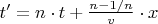 $t' = n\cdot t + \frac{n - 1/n}{v} \cdot x$