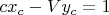 $cx_c-Vy_c=1